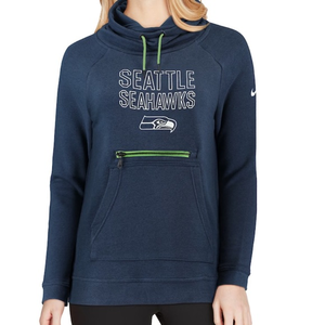 Nike Navy Seattle Seahawks Tri-Blend Modern Funnel Hoodie‎ Women’s Sz M